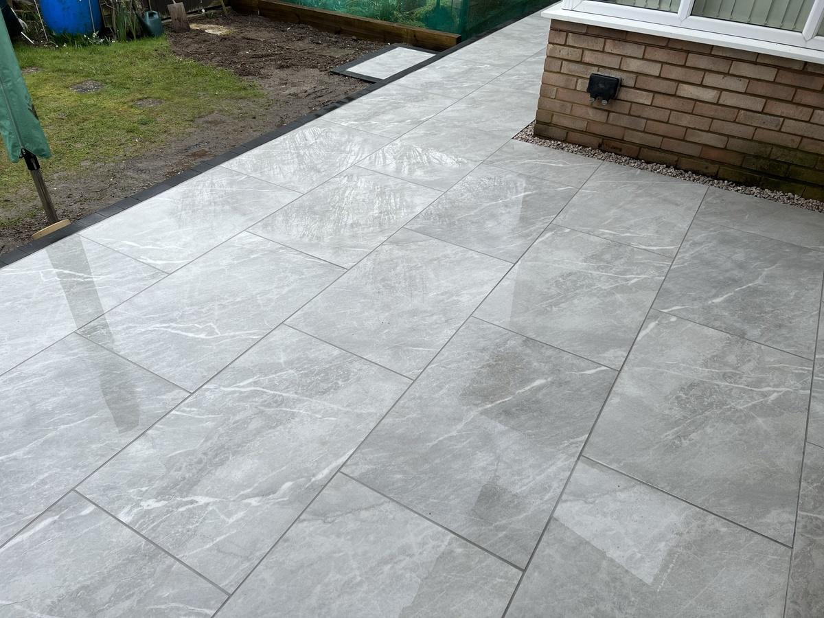 Porcelain Patio with Kerb Edgings - view 3