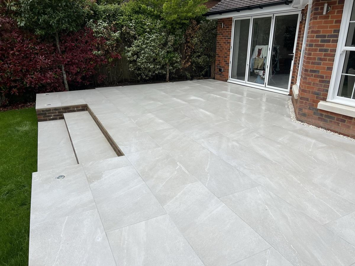 Raised Porcelain Patio with Lighting - view 3