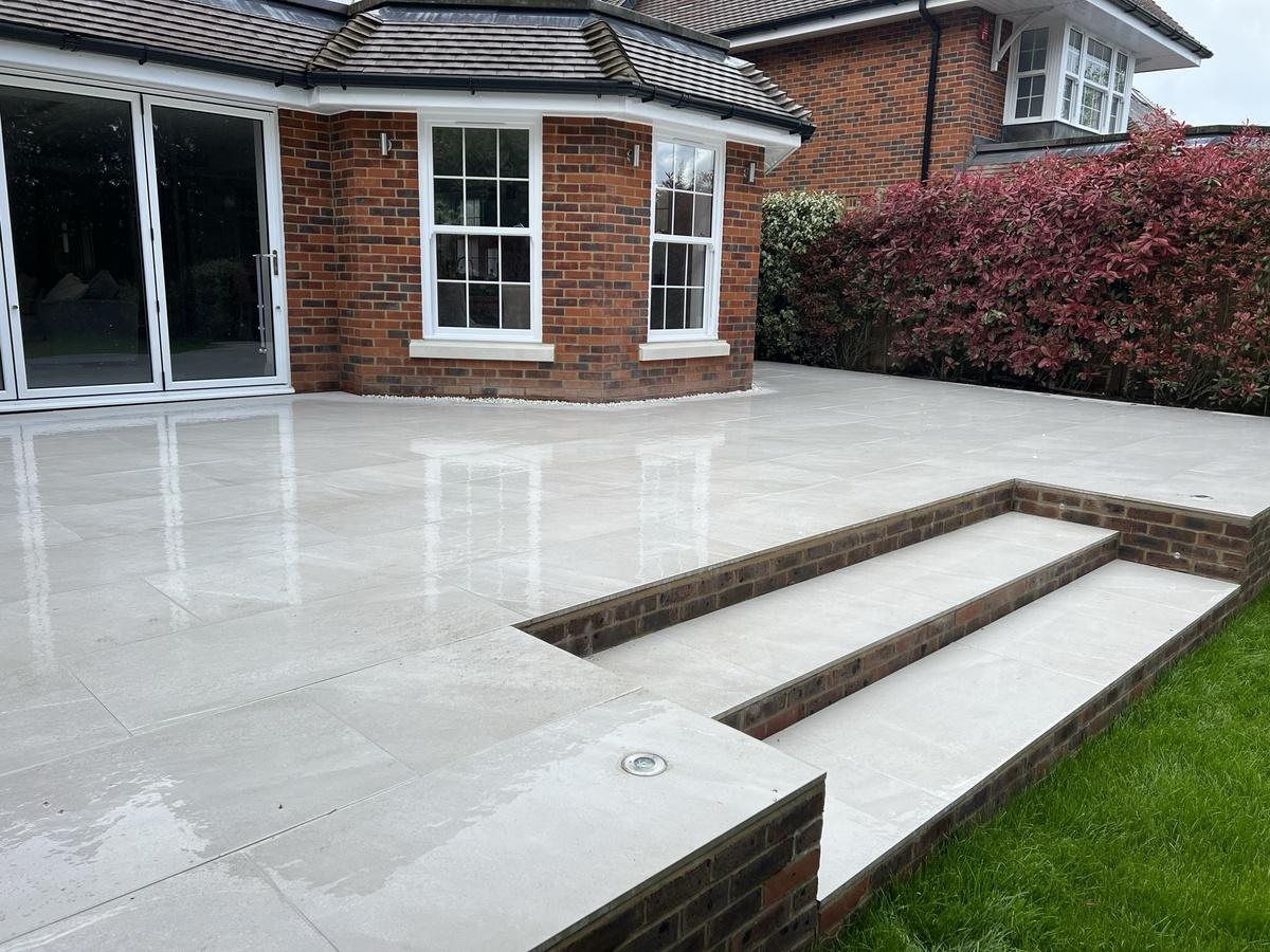 Raised Porcelain Patio with Lighting - view 2