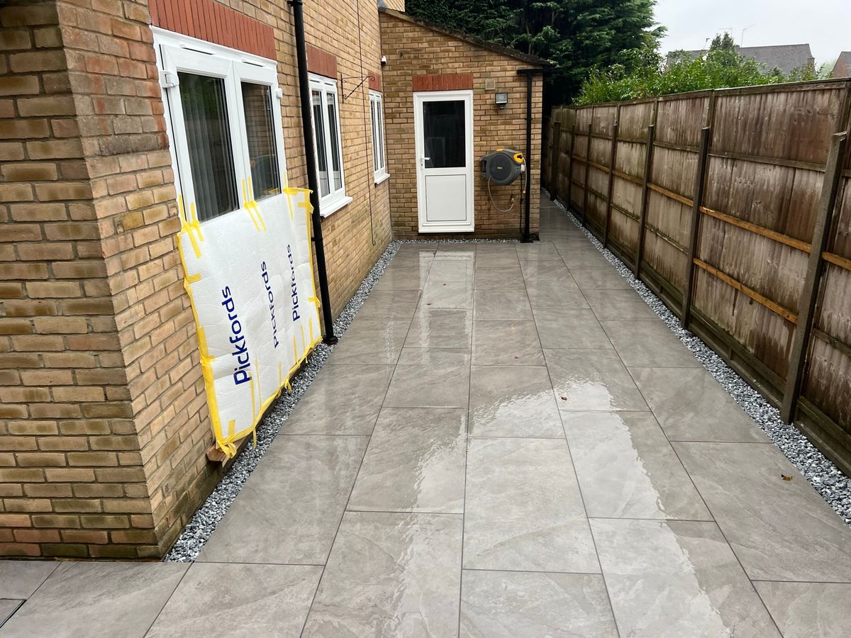 Natural Grey Porcelain patio - Porcelain patio installation in Watford