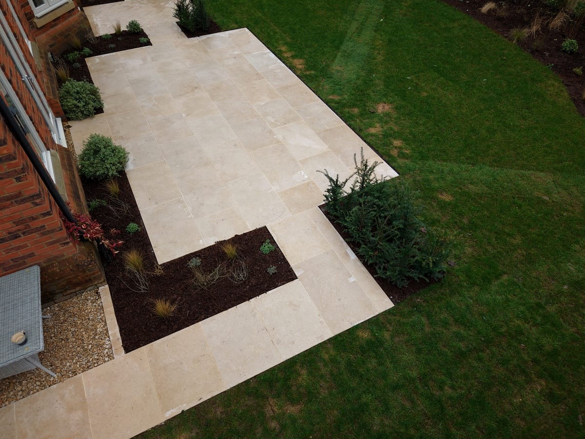 Egyptian Limestone Patio with Herringbone Pattern - view 4