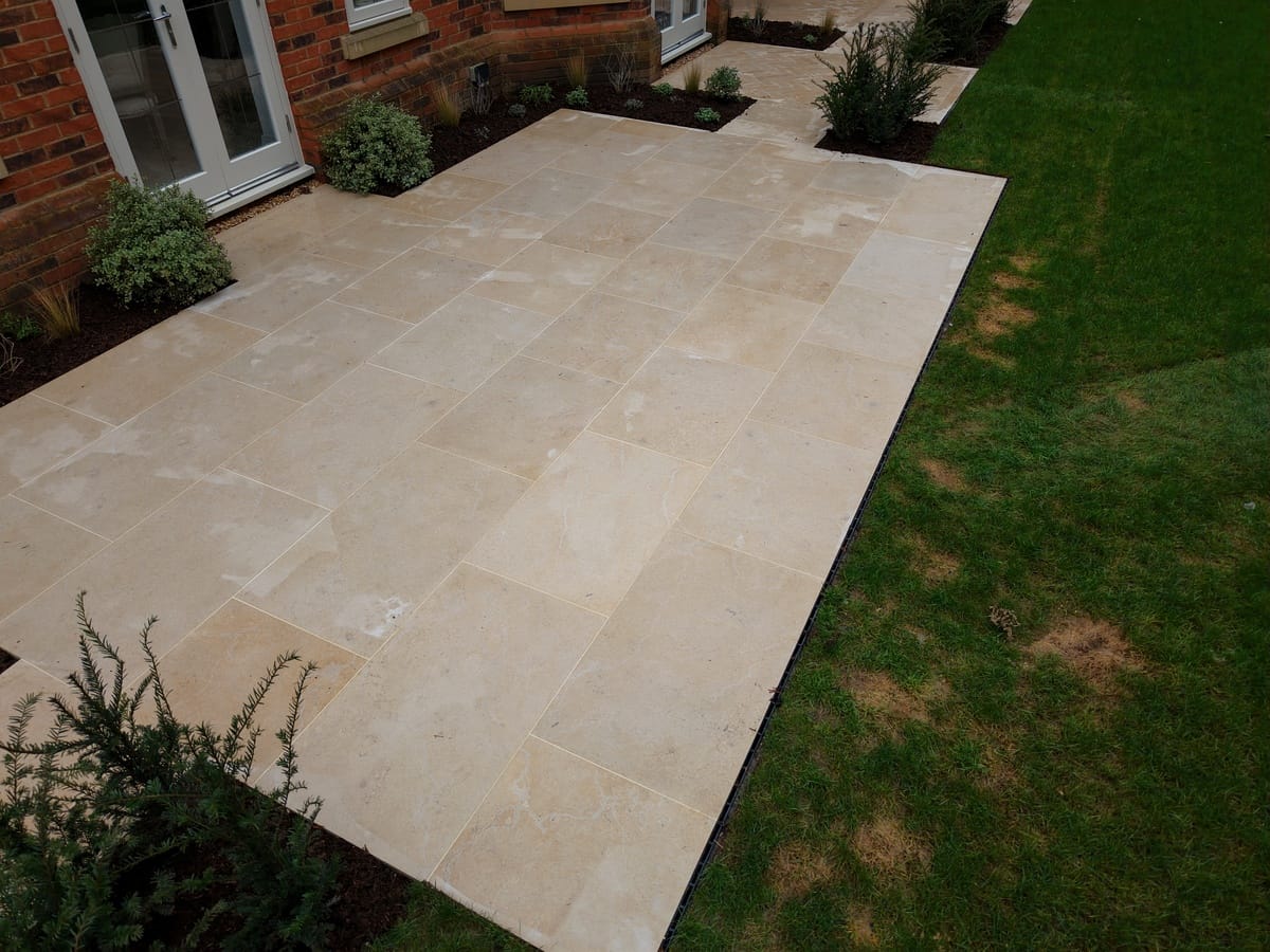 Egyptian Limestone Patio with Herringbone Pattern - view 5